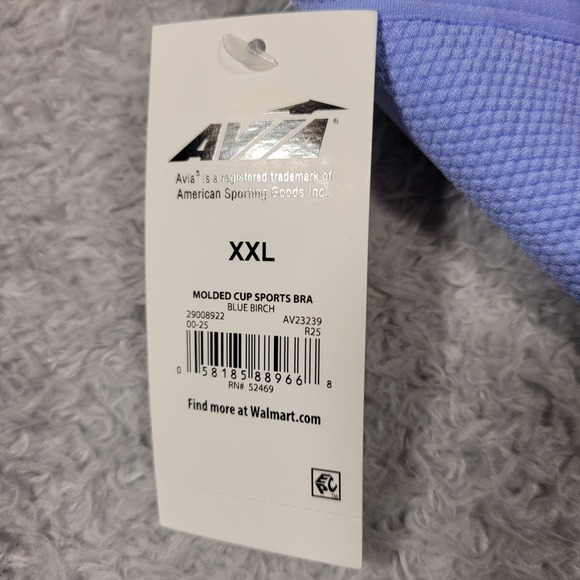 Avia Womens Molded Cup Sports Bra Blue Purple Seamless Pull Over XXL - Picture 6 of 7